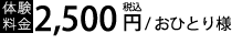 体験料金2,500円（税込）/お一人様